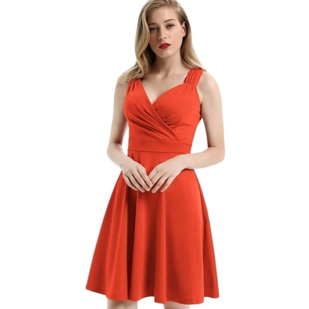 Grace Karin Nwt orange fit and flare dress size Medium